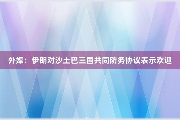 外媒：伊朗对沙土巴三国共同防务协议表示欢迎