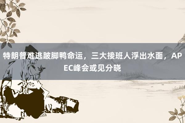 特朗普难逃跛脚鸭命运，三大接班人浮出水面，APEC峰会或见分晓