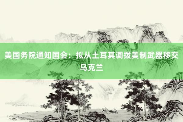 美国务院通知国会：拟从土耳其调拨美制武器移交乌克兰