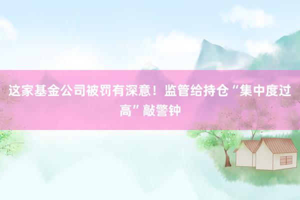 这家基金公司被罚有深意！监管给持仓“集中度过高”敲警钟