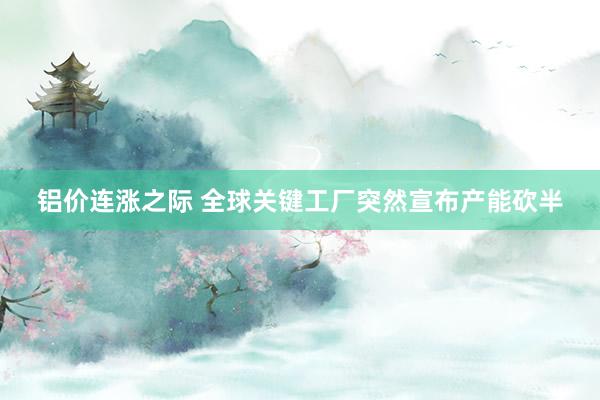 铝价连涨之际 全球关键工厂突然宣布产能砍半