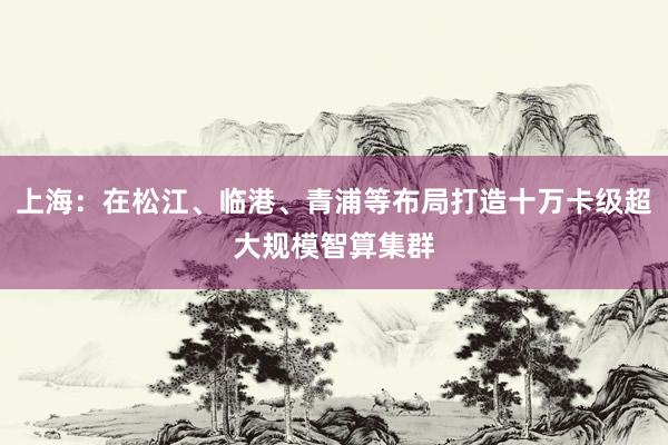 上海：在松江、临港、青浦等布局打造十万卡级超大规模智算集群
