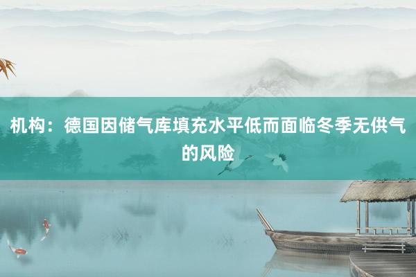 机构：德国因储气库填充水平低而面临冬季无供气的风险