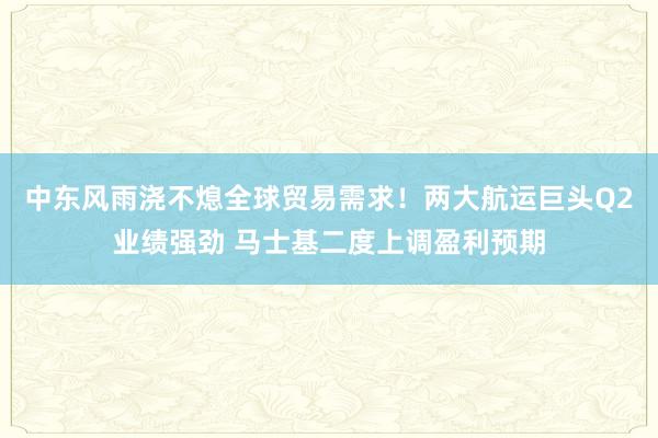 中东风雨浇不熄全球贸易需求！两大航运巨头Q2业绩强劲 马士基二度上调盈利预期