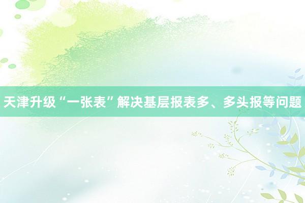 天津升级“一张表”解决基层报表多、多头报等问题