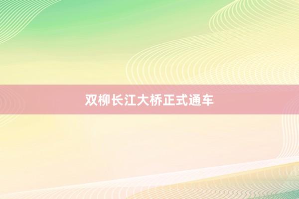 双柳长江大桥正式通车