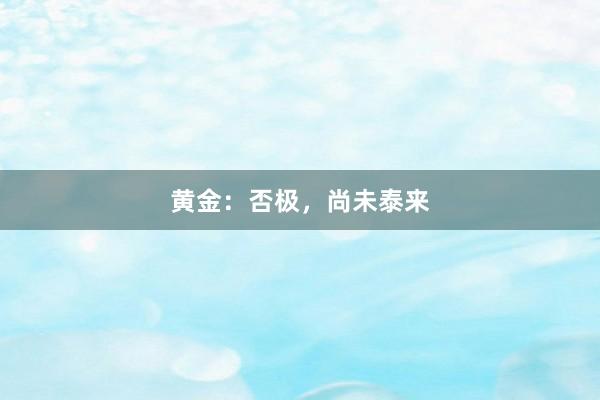 黄金：否极，尚未泰来