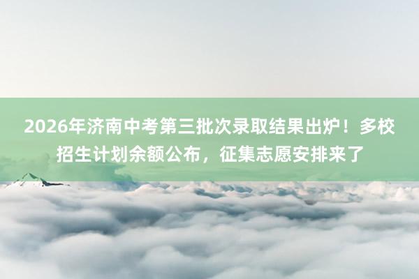2026年济南中考第三批次录取结果出炉！多校招生计划余额公布，征集志愿安排来了