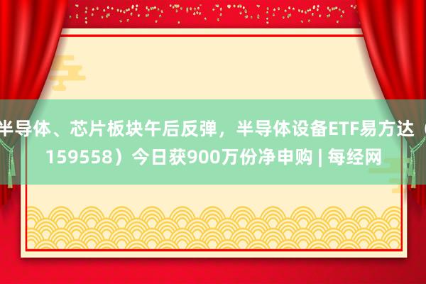 半导体、芯片板块午后反弹，半导体设备ETF易方达（159558）今日获900万份净申购 | 每经网