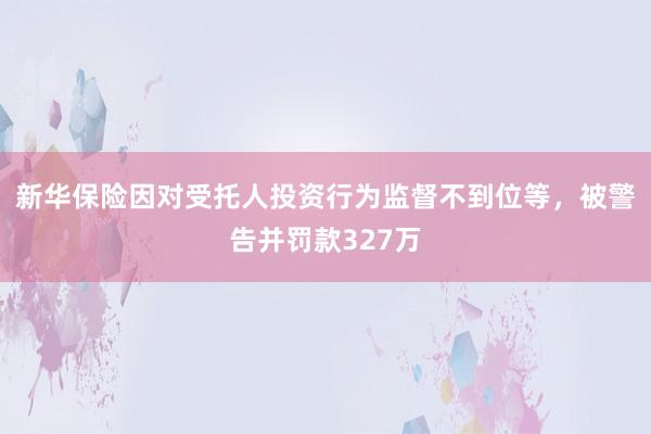 新华保险因对受托人投资行为监督不到位等，被警告并罚款327万