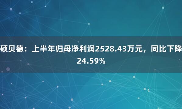 硕贝德：上半年归母净利润2528.43万元，同比下降24.59%