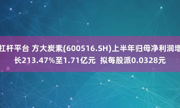 杠杆平台 方大炭素(600516.SH)上半年归母净利润增长213.47%至1.71亿元  拟每股派0.0328元