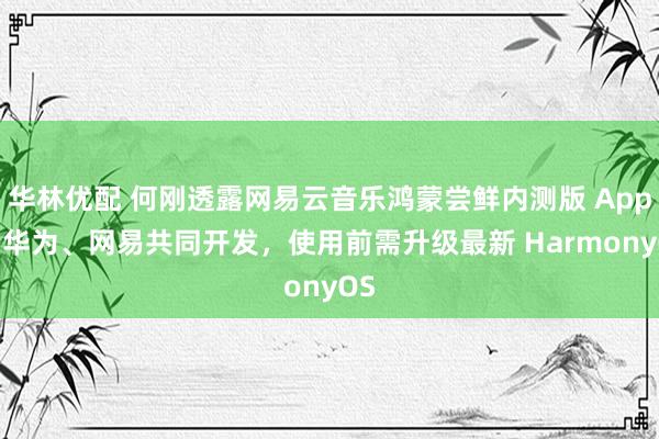华林优配 何刚透露网易云音乐鸿蒙尝鲜内测版 App 由华为、网易共同开发，使用前需升级最新 HarmonyOS
