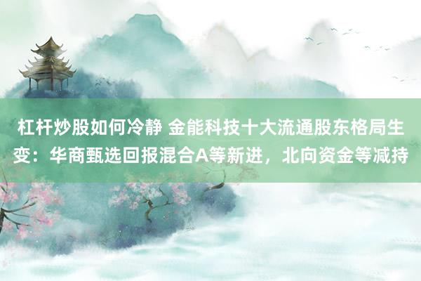 杠杆炒股如何冷静 金能科技十大流通股东格局生变：华商甄选回报混合A等新进，北向资金等减持