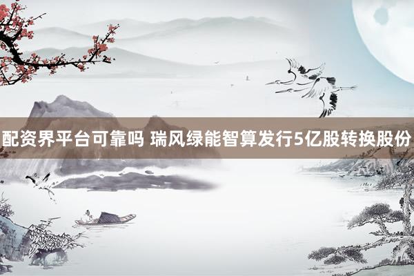 配资界平台可靠吗 瑞风绿能智算发行5亿股转换股份