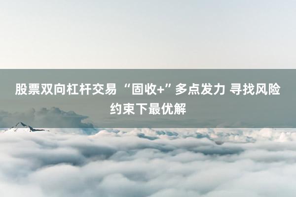 股票双向杠杆交易 “固收+”多点发力 寻找风险约束下最优解
