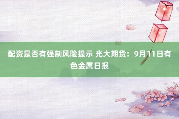 配资是否有强制风险提示 光大期货：9月11日有色金属日报