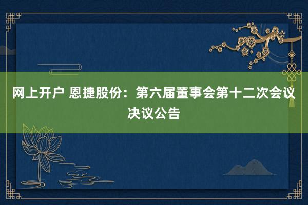网上开户 恩捷股份：第六届董事会第十二次会议决议公告