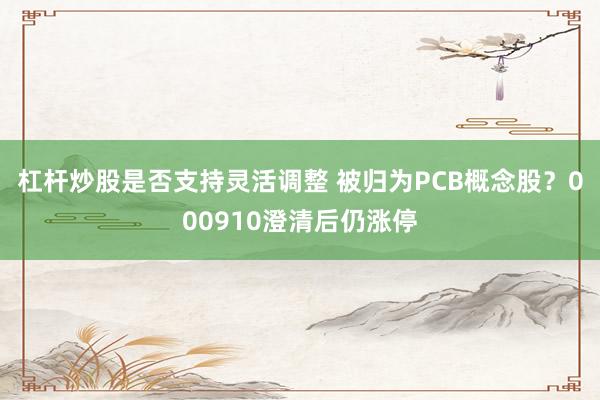 杠杆炒股是否支持灵活调整 被归为PCB概念股？000910澄清后仍涨停