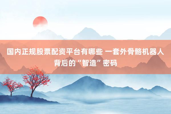 国内正规股票配资平台有哪些 一套外骨骼机器人背后的“智造”密码