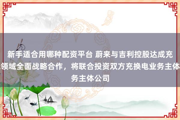 新手适合用哪种配资平台 蔚来与吉利控股达成充换电领域全面战略合作，将联合投资双方充换电业务主体公司