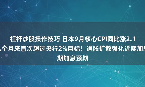 杠杆炒股操作技巧 日本9月核心CPI同比涨2.1%，九个月来首次超过央行2%目标！通胀扩散强化近期加息预期